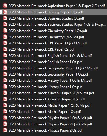 2020 Maranda Pre-Mock - FREE KCSE PAST PAPERS